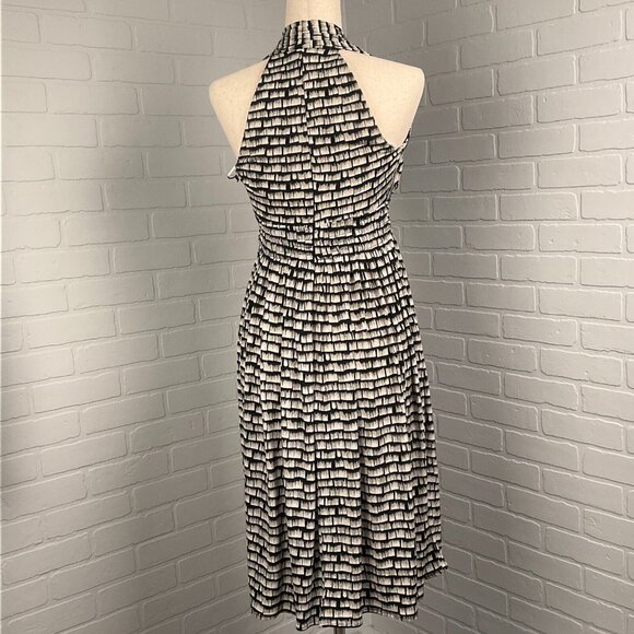 Calvin Klein Dress Women 2 Tan Black Halter Smock‎ Marilyn Monroe Stretch NWT - Picture 4 of 13